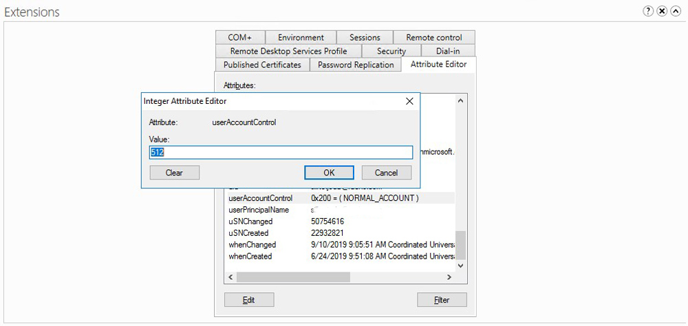 Active Directory - User Access Control attributes