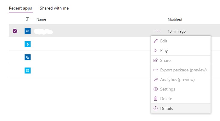 PowerApps details